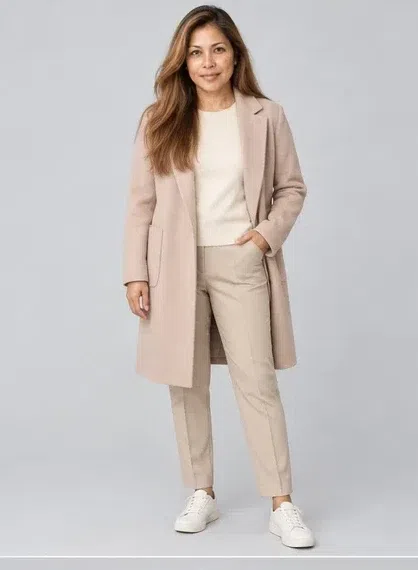 Almond wool coat, Warm Spring capsule wardrobe, Medium complexion