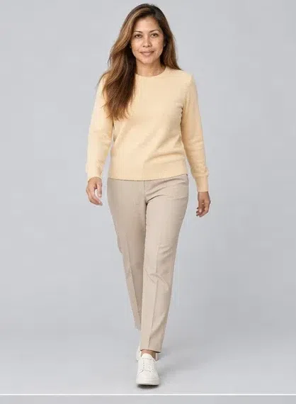 Vanilla cashmere sweater, Warm Spring capsule wardrobe, Medium complexion