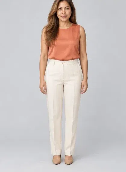Grapefruit silk top, Warm Spring capsule wardrobe, Medium complexion