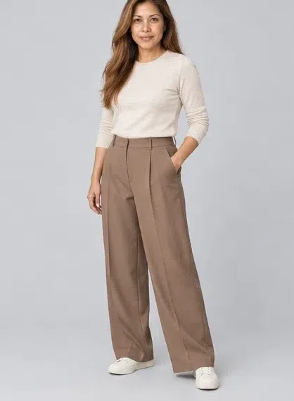 Putty tailored trousers, Warm Spring capsule wardrobe, Medium complexion