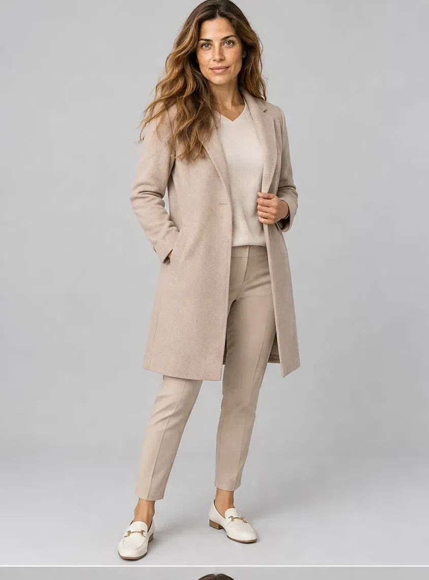 Almond wool coat, Warm Spring capsule wardrobe, Light complexion