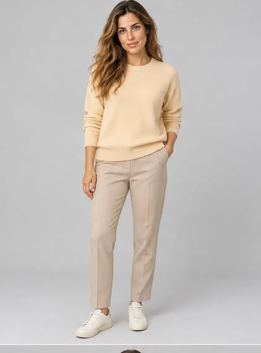 Vanilla cashmere sweater, Warm Spring capsule wardrobe, Light complexion