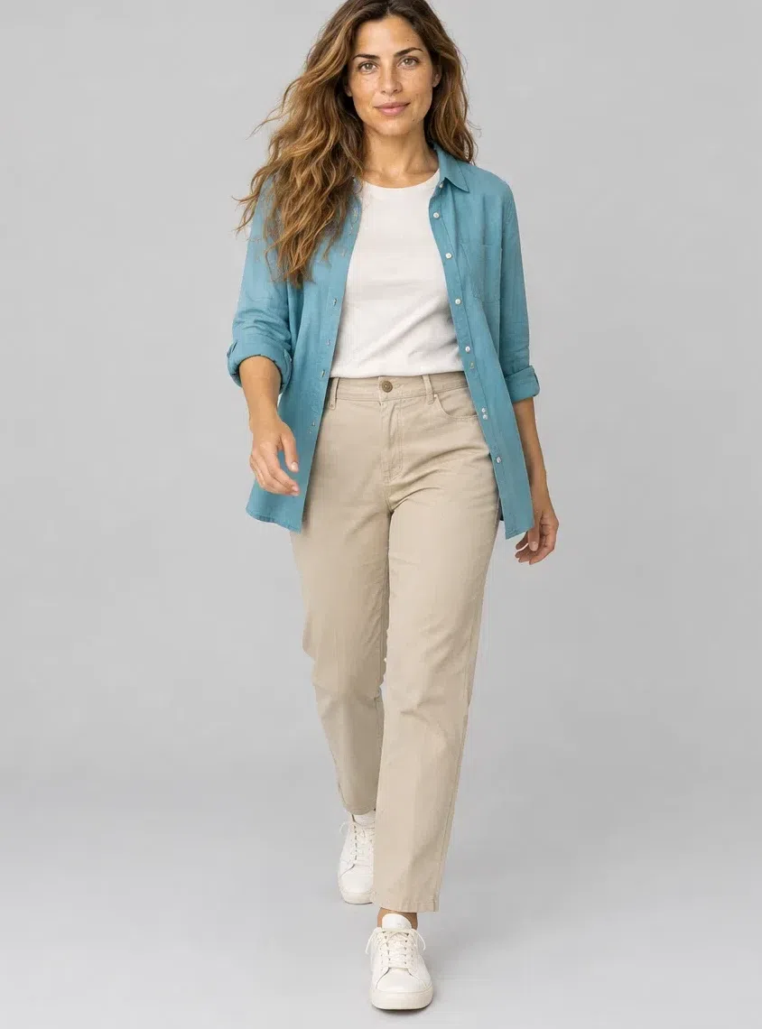 Capri cotton shirt, Warm Spring capsule wardrobe, Light complexion