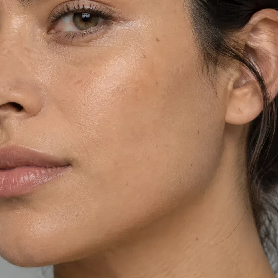Golden beige foundation on a light olive Warm Spring complexion