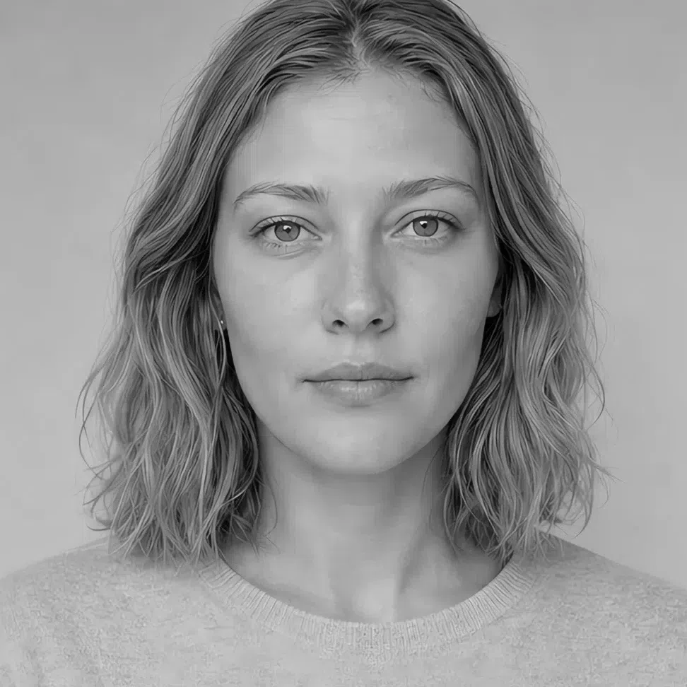 Fair Soft Autumn desaturated, hair and skin arriving at one value