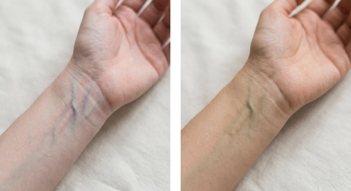 A wrist turned palm-up in window light, veins visible, for the first Autumn undertone test