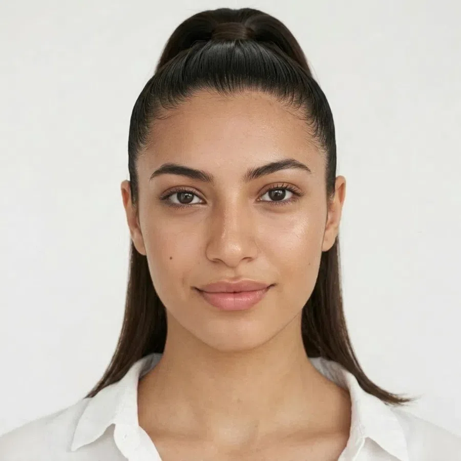 Sleek ponytail on a woman