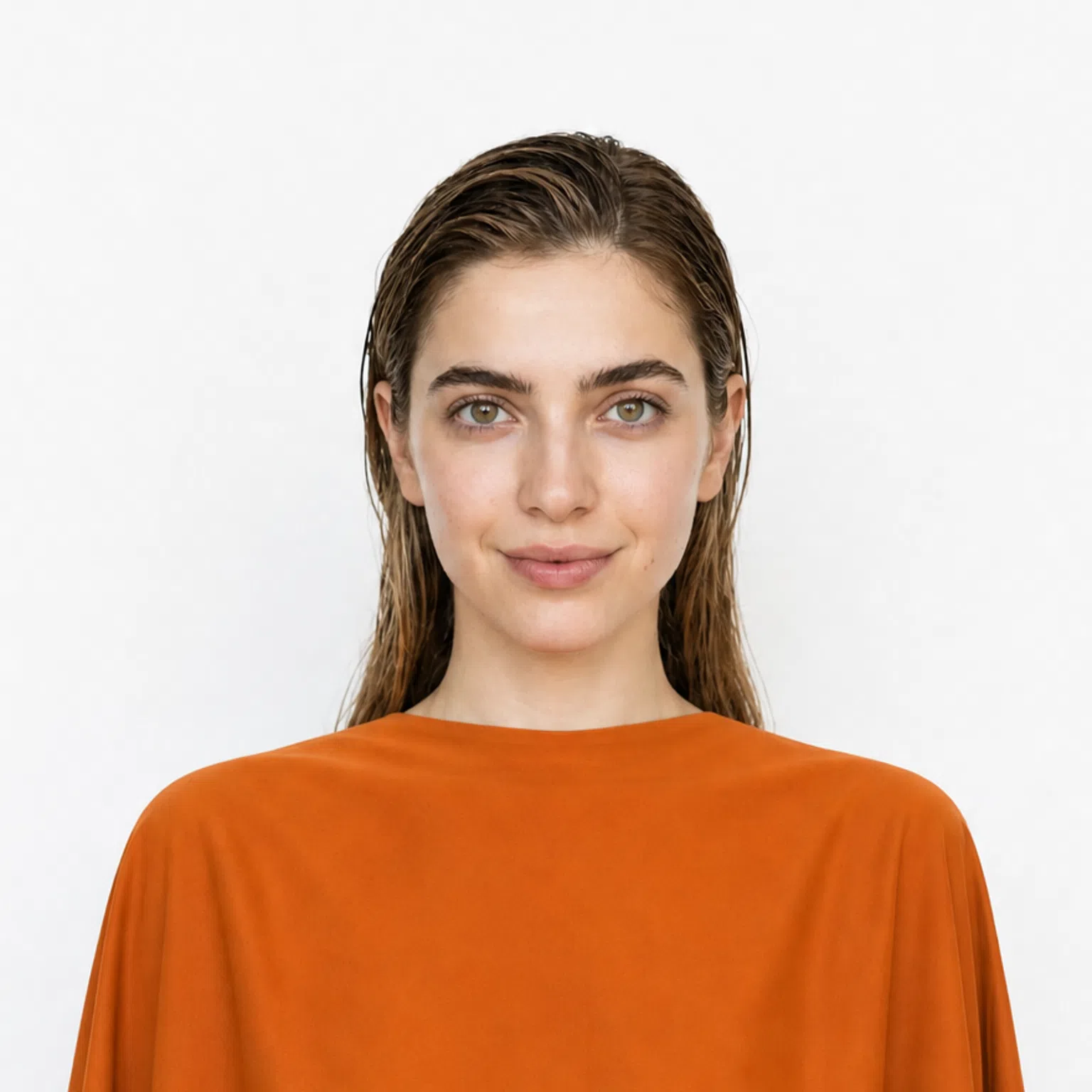 Warm Autumn color season - model in a matching drape