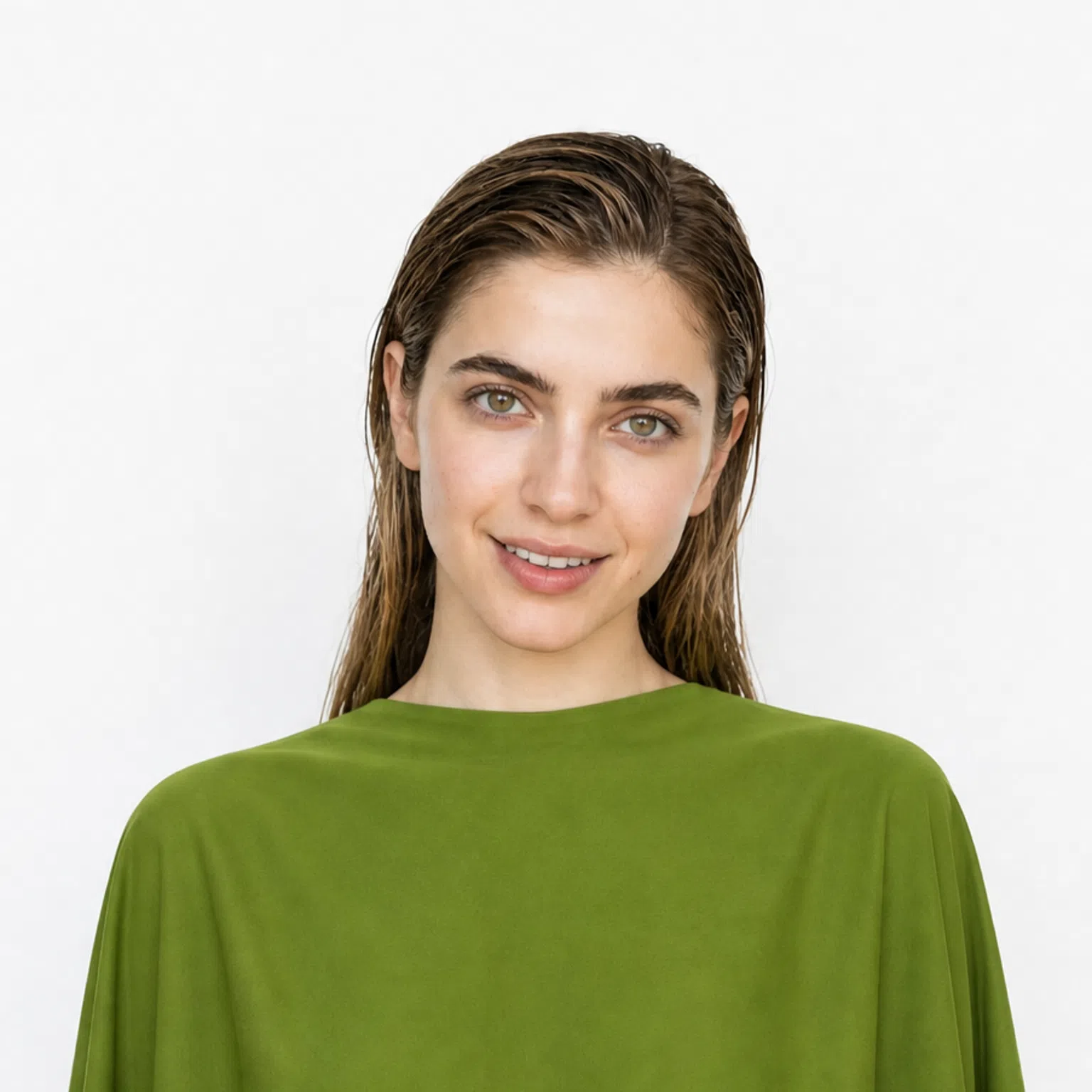 Autumn color season - warm, deep coloring shown against an olive green drape