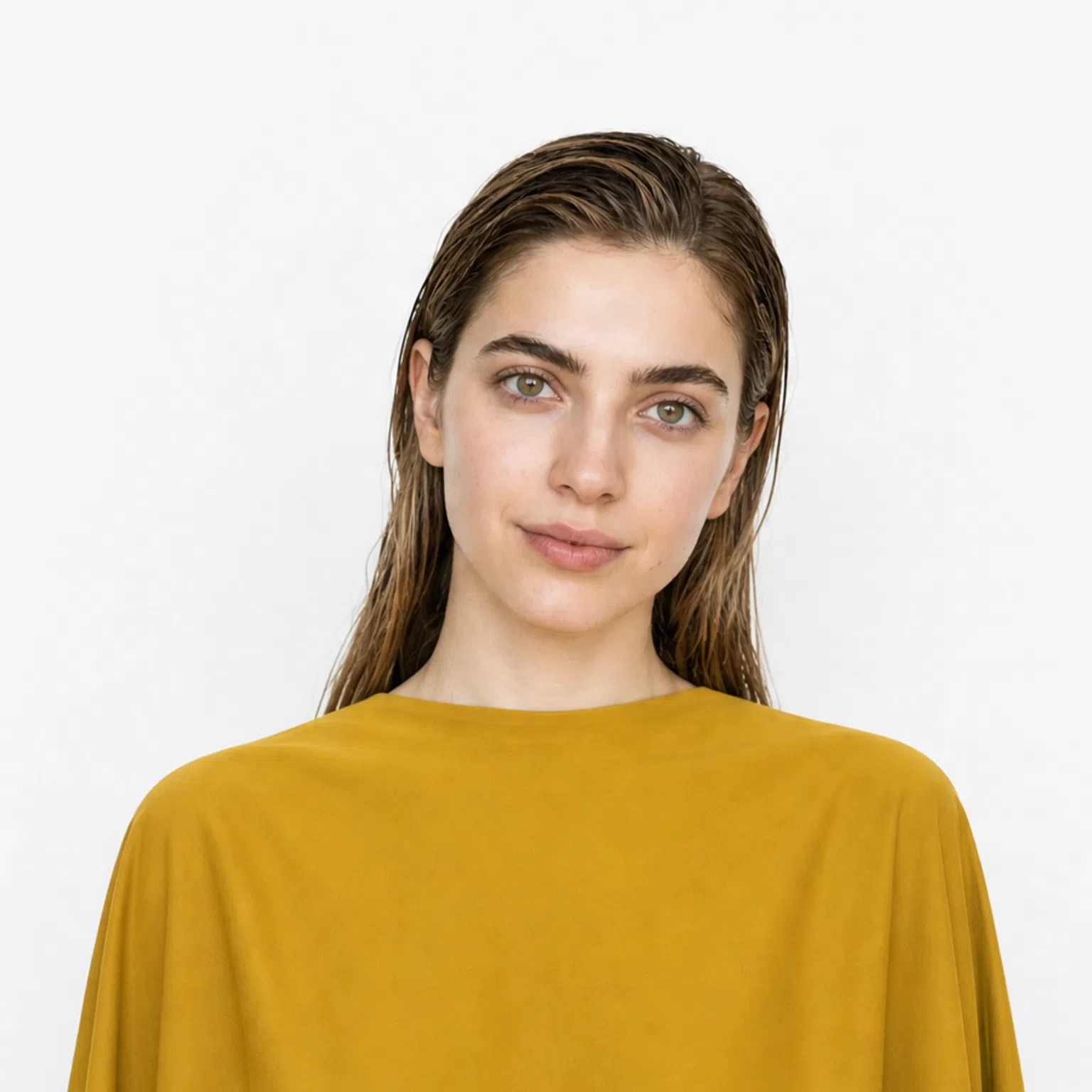 Warm coloring Warm coloring - an Autumn model in a mustard drape