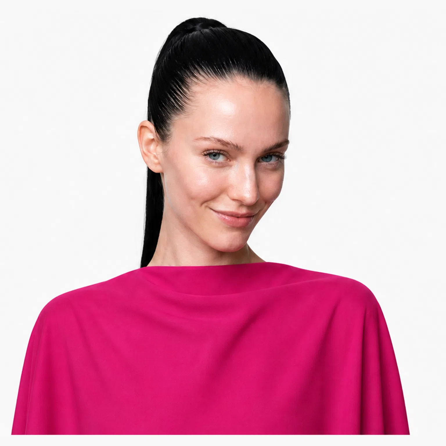 Bright Winter color season - model in a matching drape