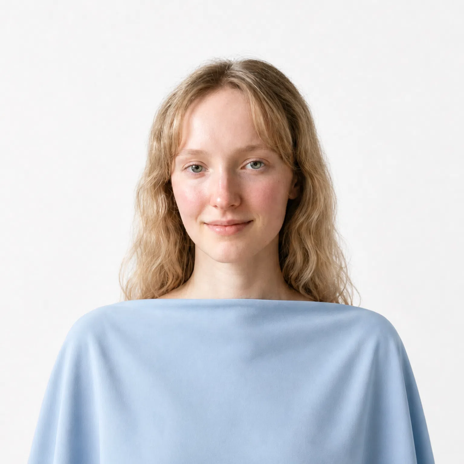 Light Summer color season - model in a matching drape