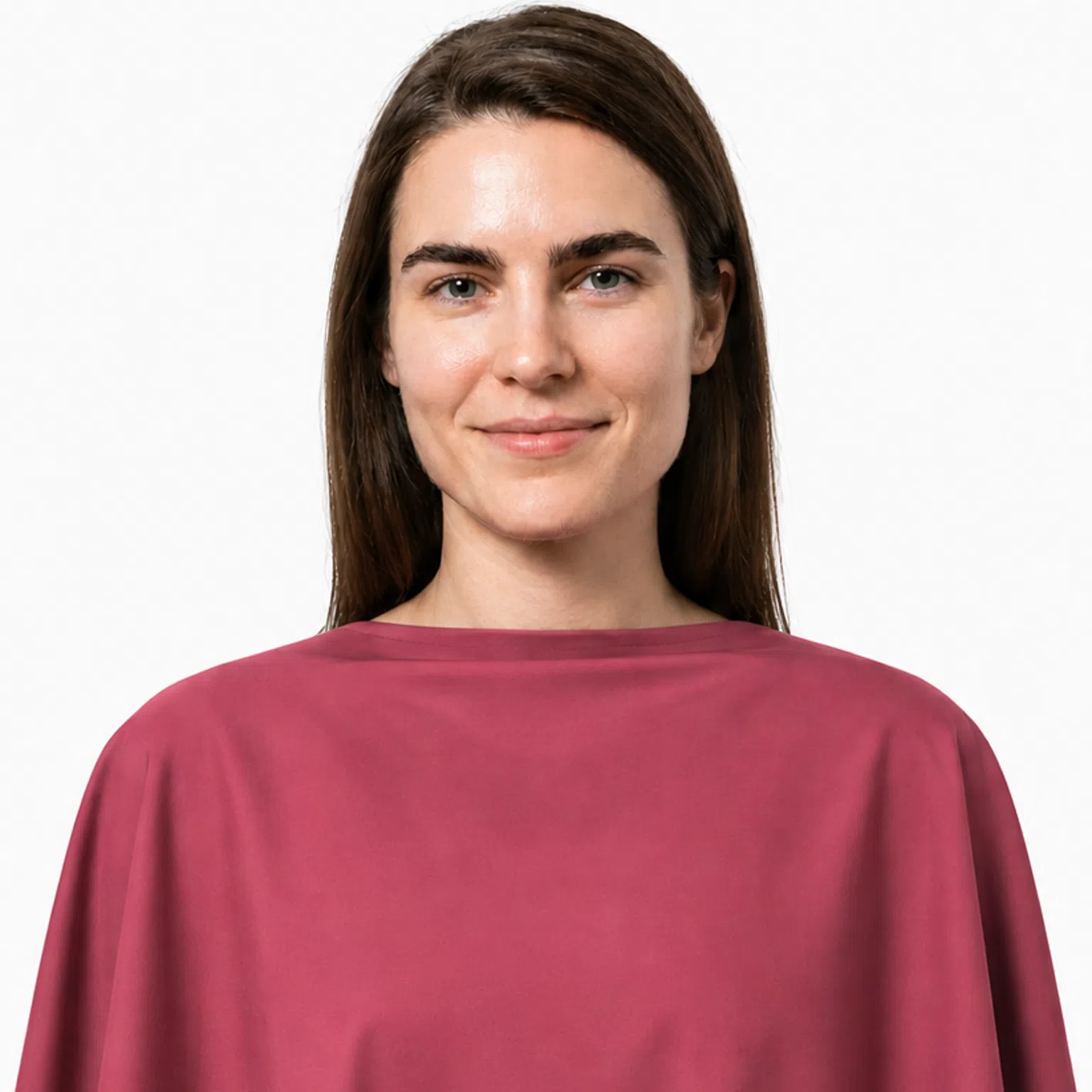 Summer color season - cool, soft coloring shown against a raspberry drape
