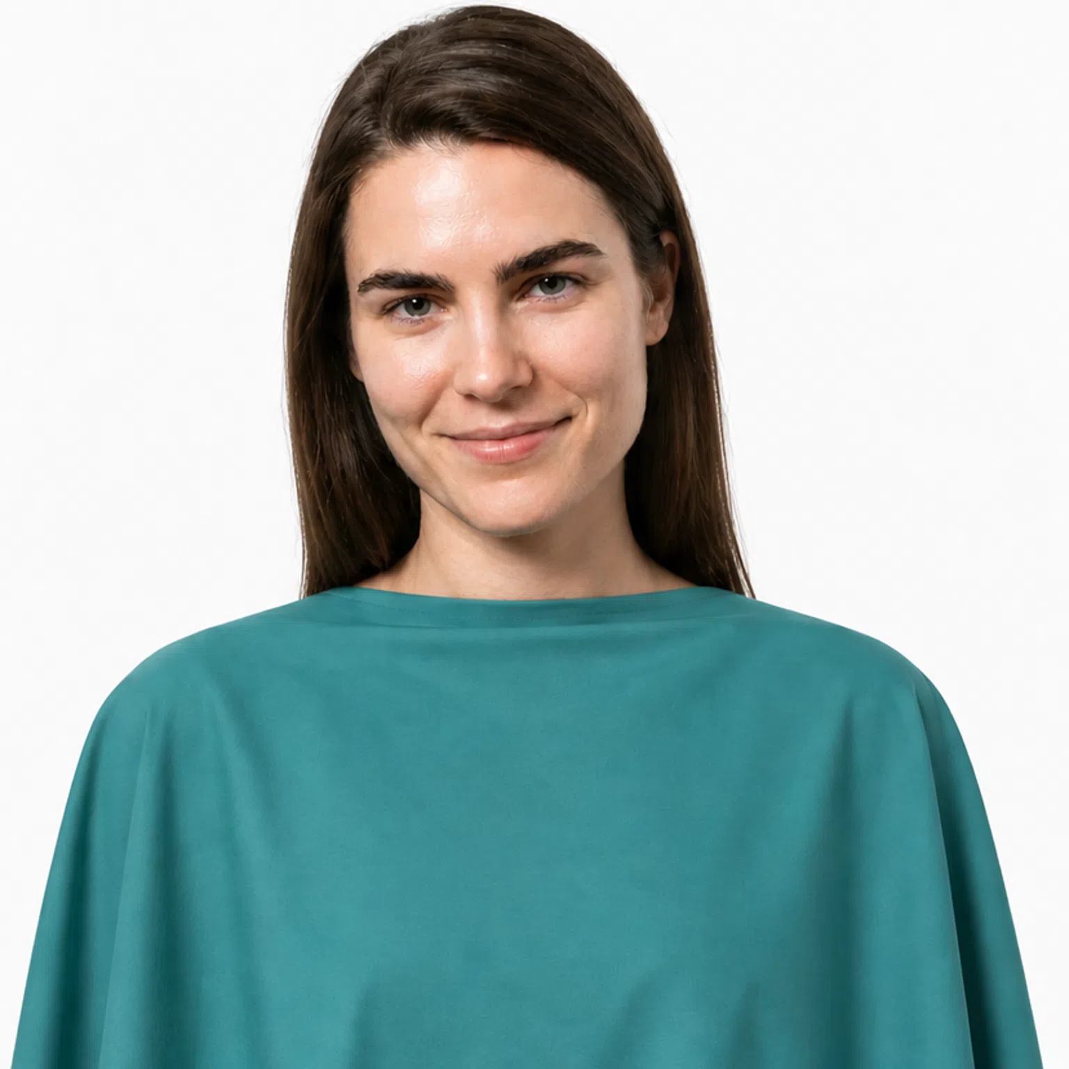Cool coloring - a model in a cool teal drape