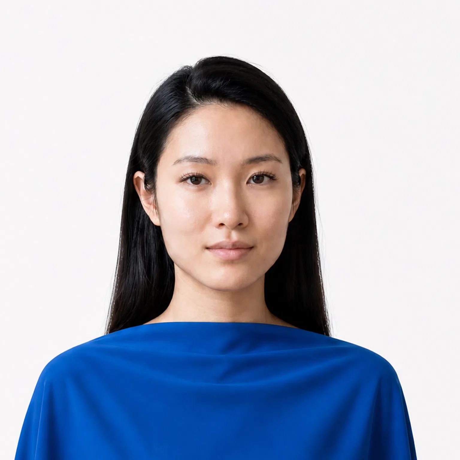 Cool Winter color season - model in a matching drape