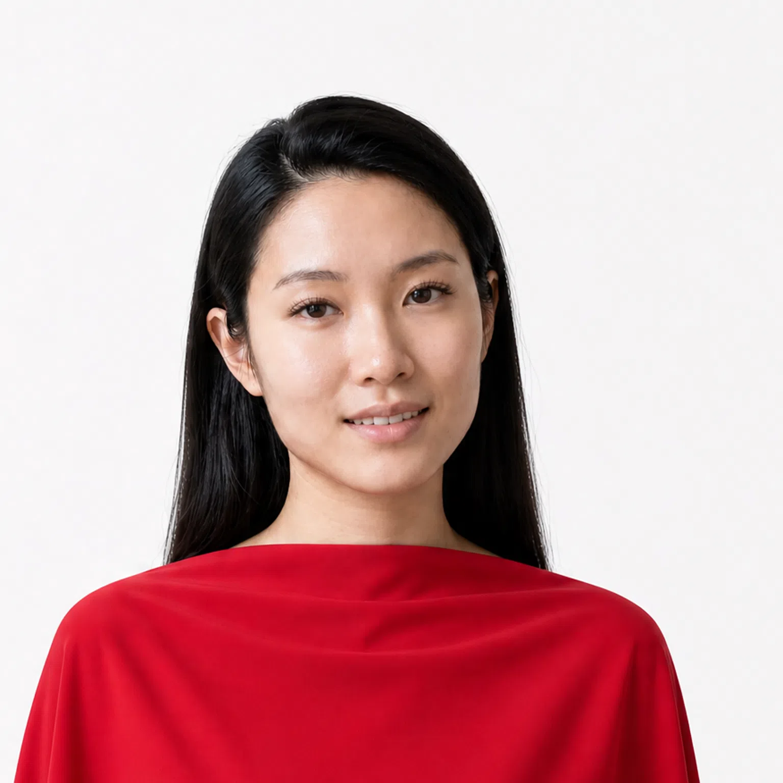 High contrast - a model in a cherry red drape